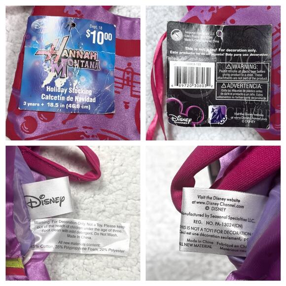 Disney Hannah Montana Christmas Holiday Stocking Miley Cyrus Kids Girls - Picture 12 of 15